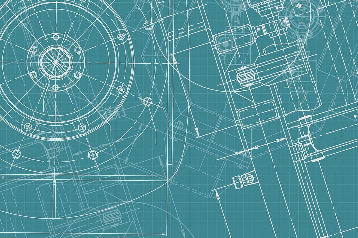 close up view of a mechanical drawing